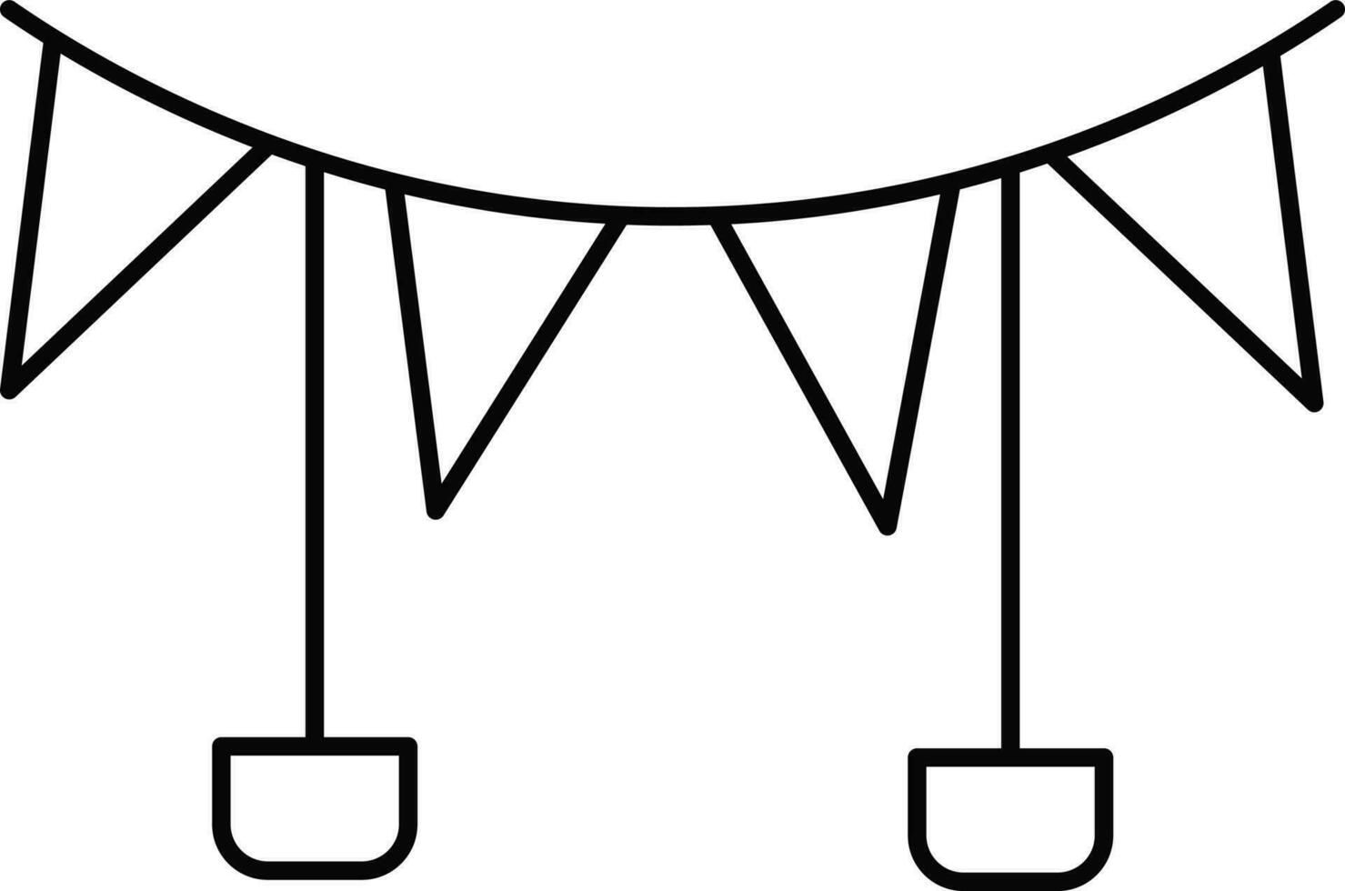 Hanging Bunting Flag Black Linear Icon. vector