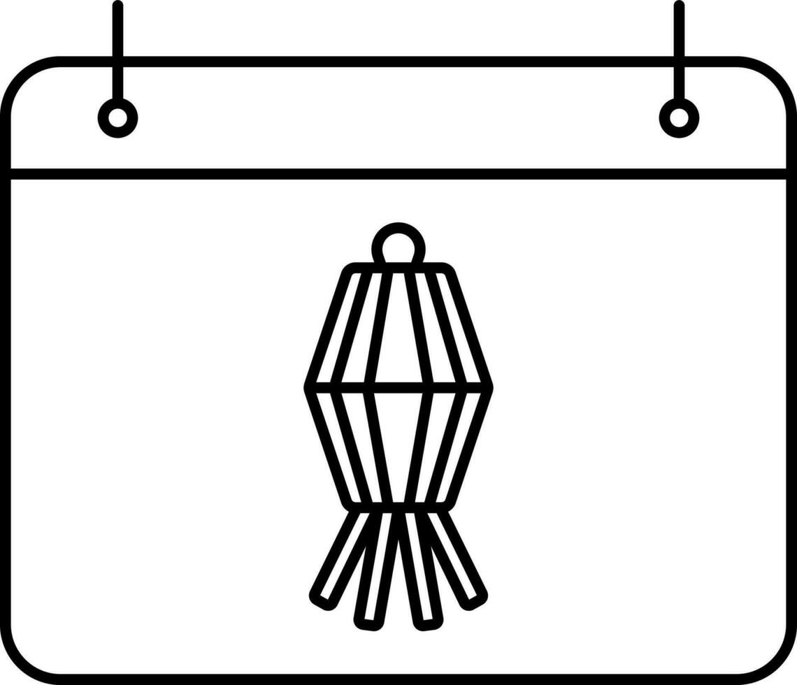 aislado kandil símbolo calendario negro Delgado línea icono. vector