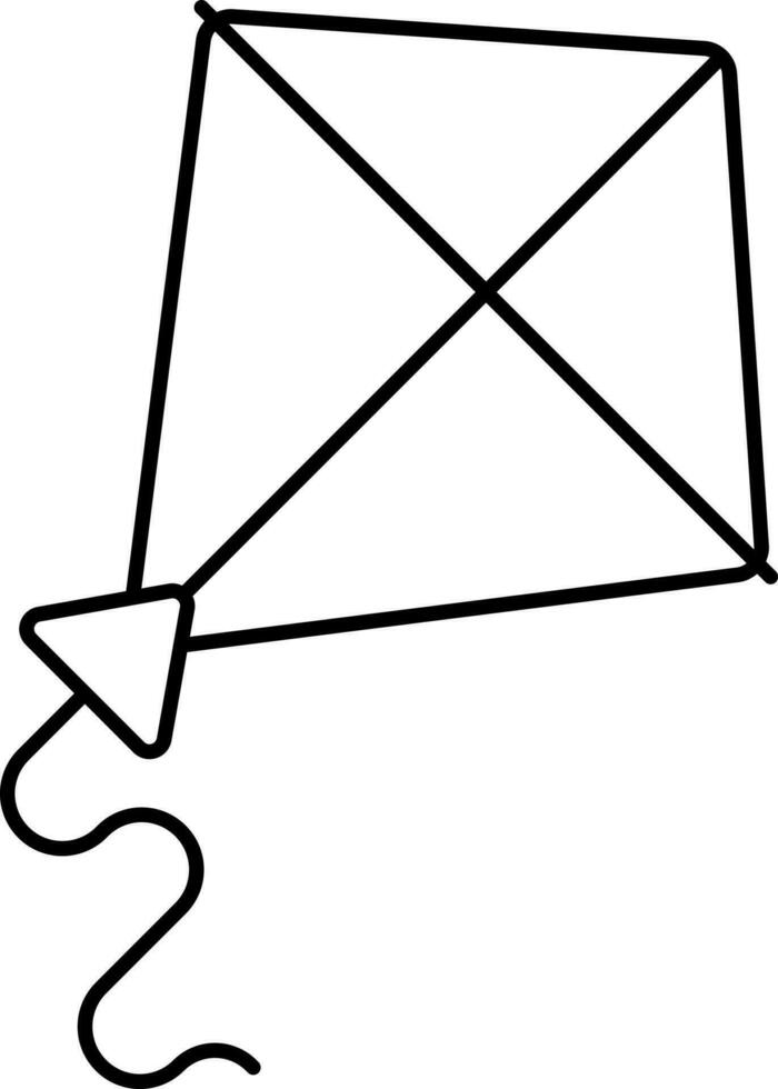 Black Thin Line Art Of Kite Icon Or Symbol. vector