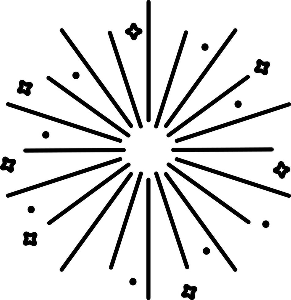 Bursting Fireworks Black Outline Icon. vector