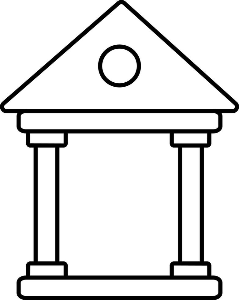 Pandal Or Hall Icon In Black Line Art. vector