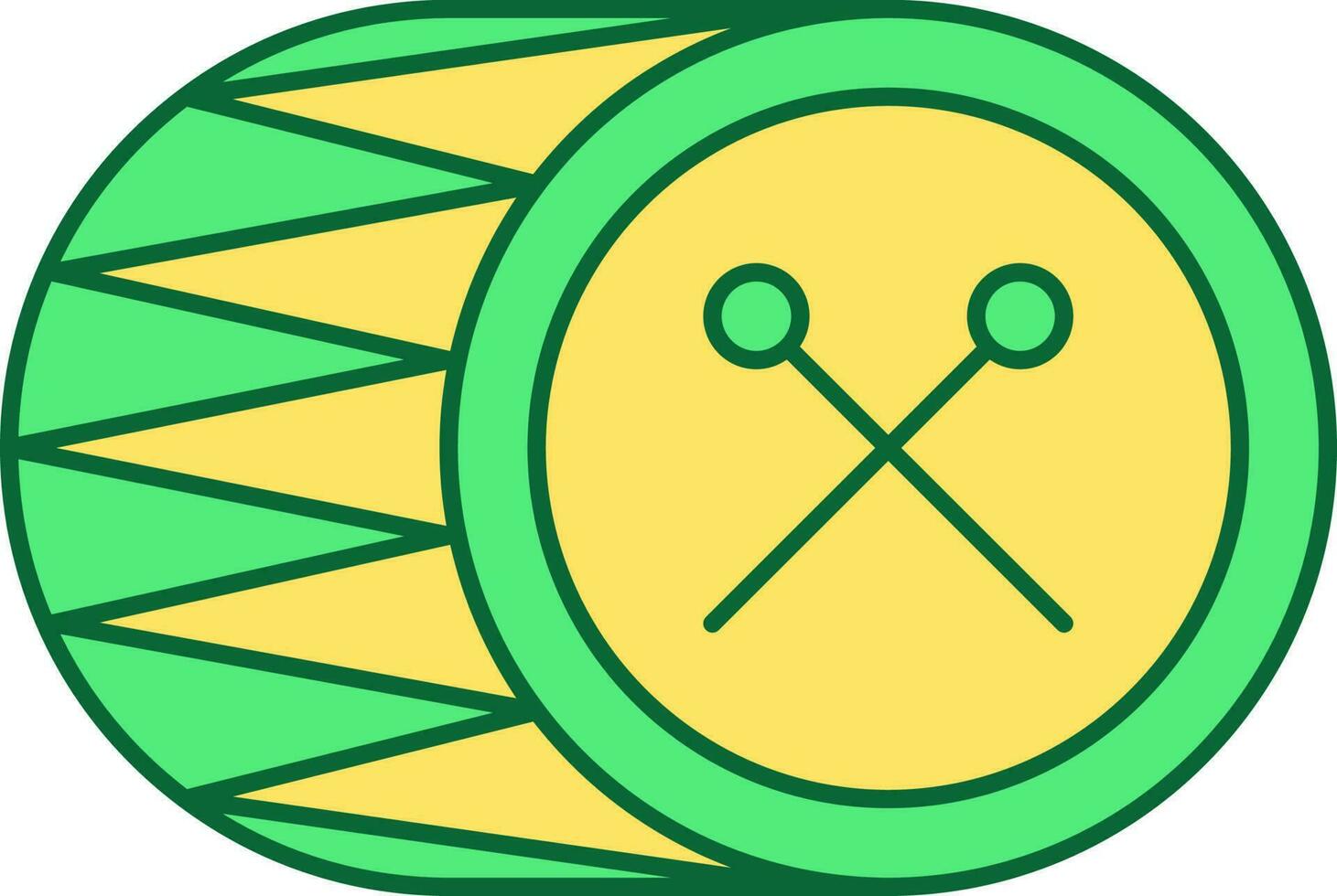 Cross Sticks With Bedug Green And Yellow Icon. vector