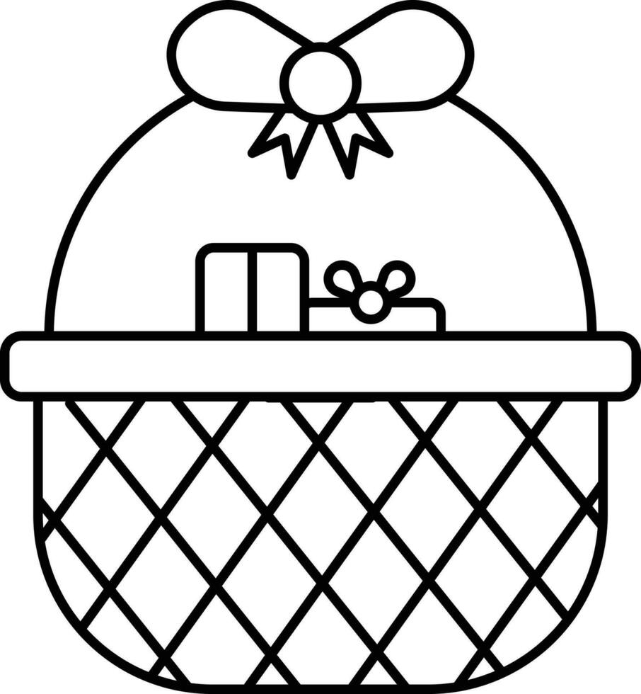 Gift Basket Black Line Art Icon. vector