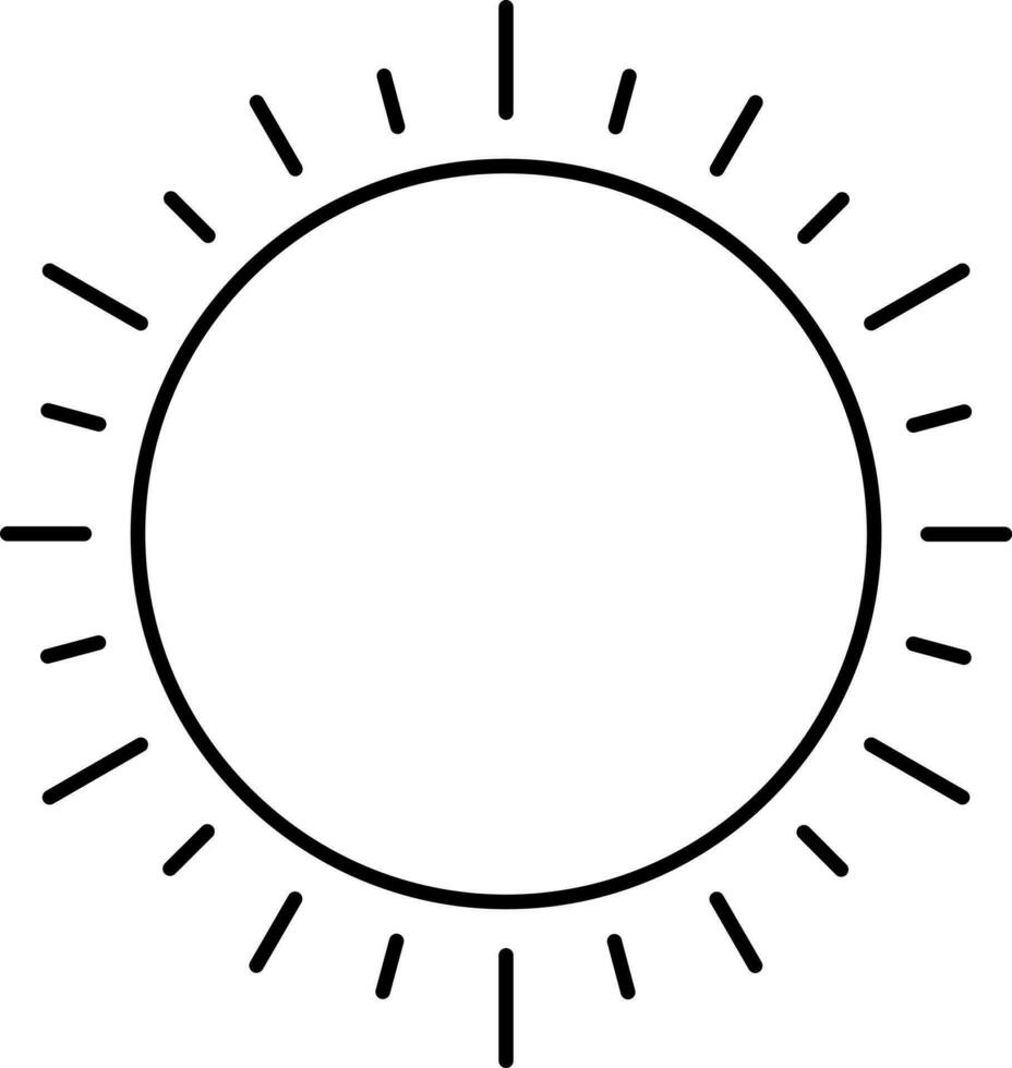 Black Linear Style Sun Icon Or Symbol. vector