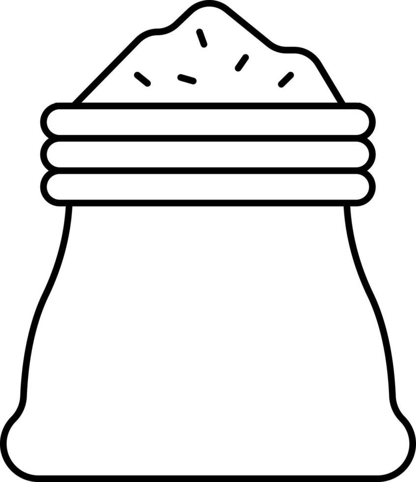 Rice Sack Icon In Thin Line Art. vector
