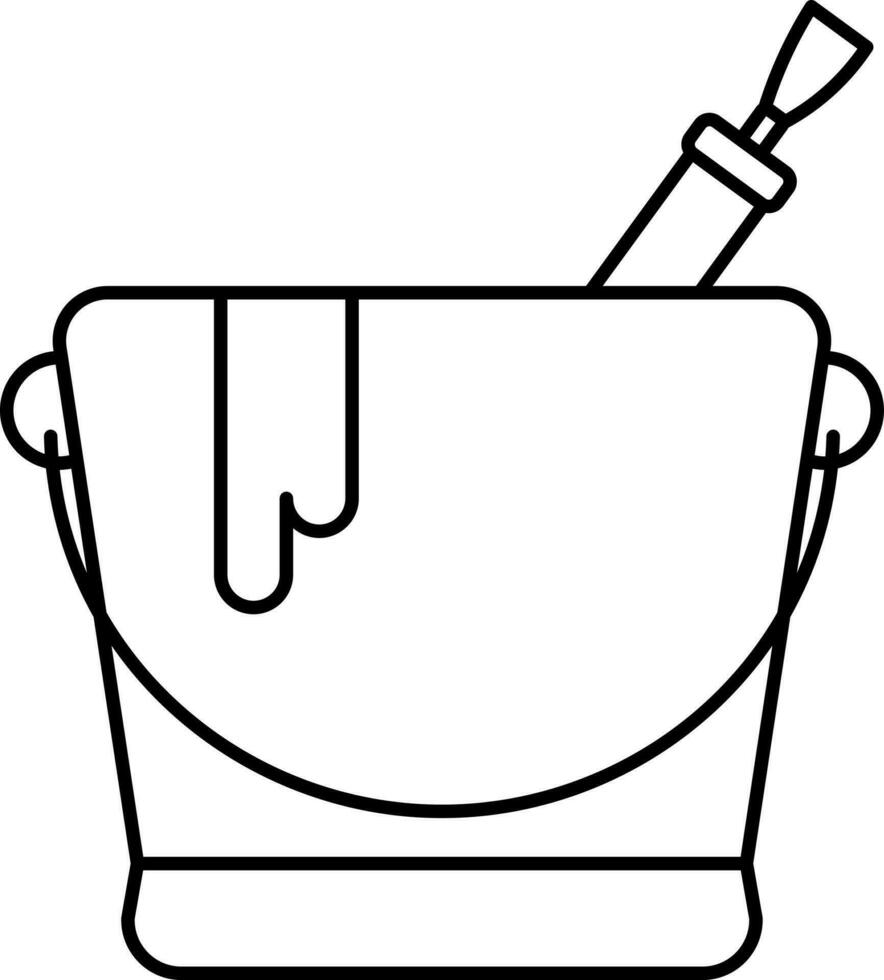 Pichkari In Water Color Bucket Black Stroke Icon. vector