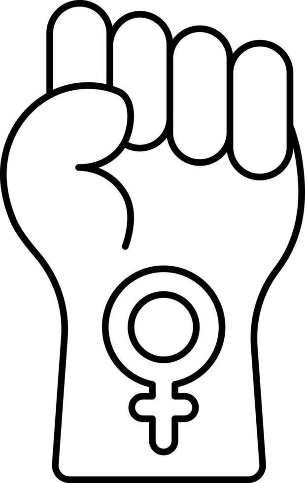 feminismo poder icono en negro lineal estilo. vector