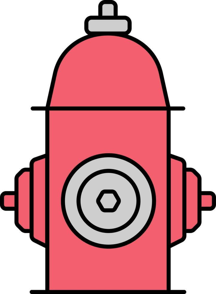 Fire Hydrant Icon In Red And Gray Color. vector