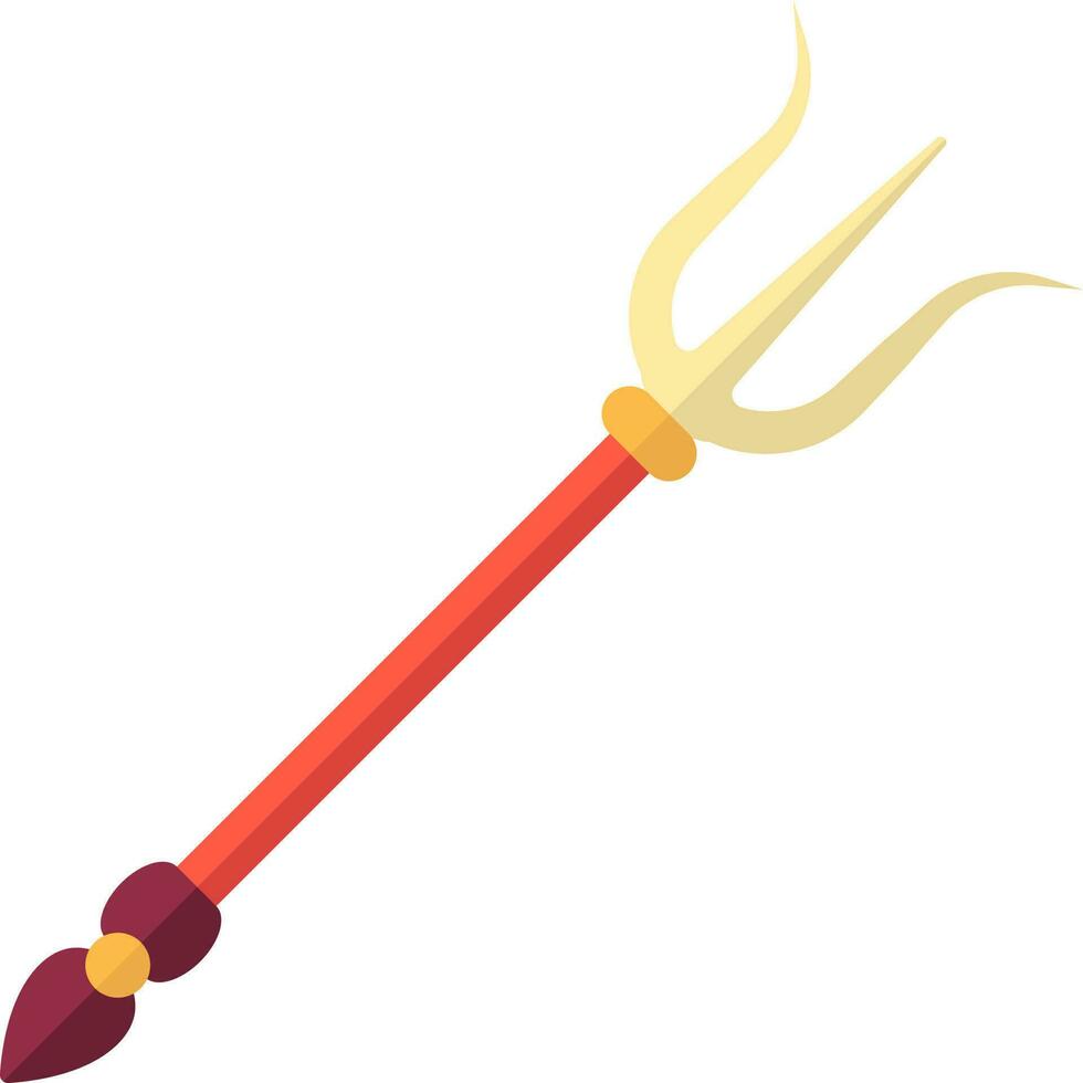 Flat Style Trident Red And Yellow Icon. vector