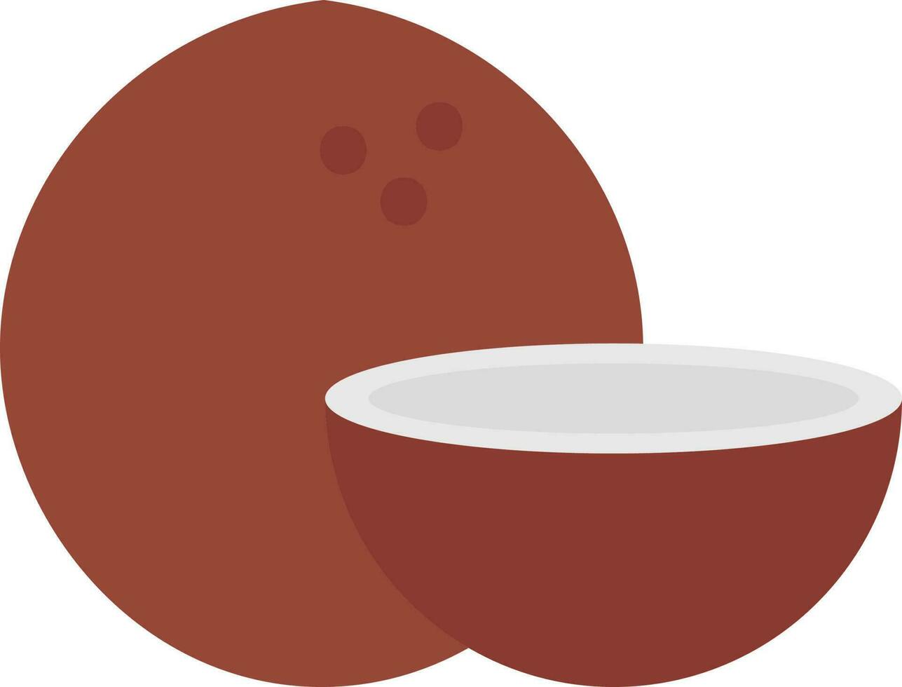 Coconut Fruit With Half Piece Icon In Brown And Grey Color. vector