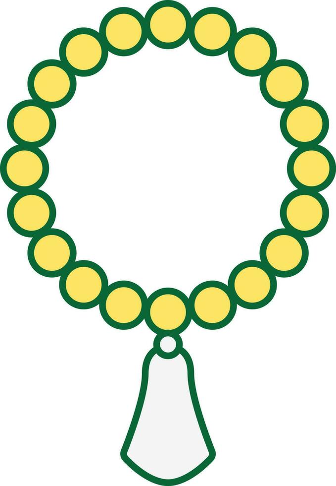 Isolated Tasbih Yellow Icon In Flat Style. vector