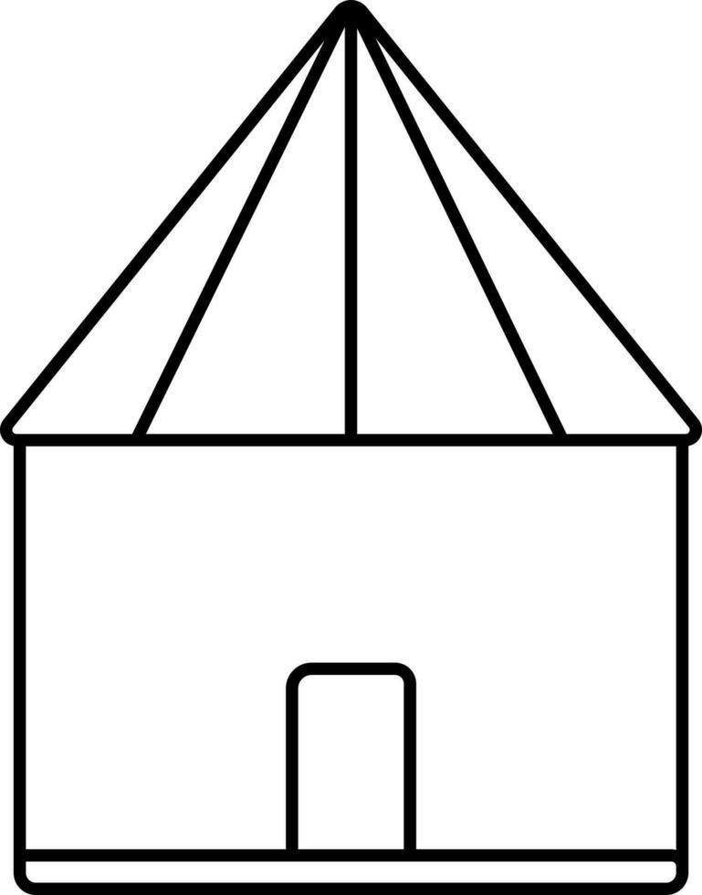 Black Outline Illustration Of Pandal Icon. vector