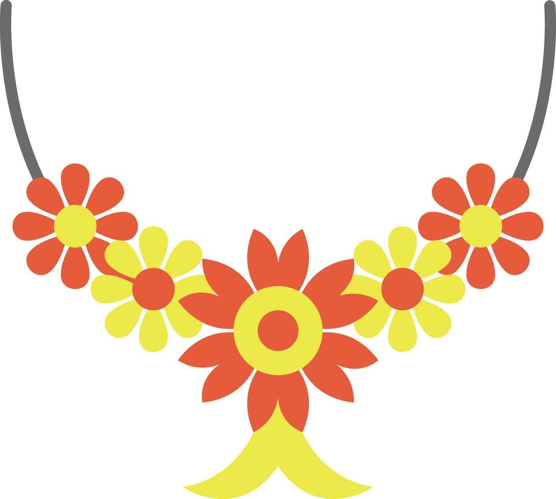 Red And Yellow Flower Garland Icon Or Symbol. vector