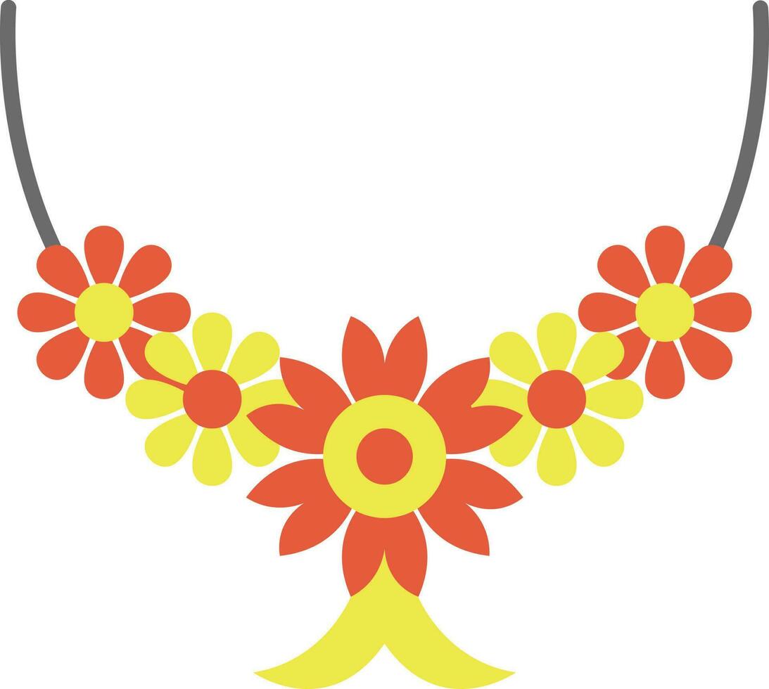 Red And Yellow Flower Garland Icon Or Symbol. vector