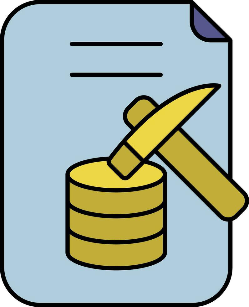 Data Mining Document Icon In Blue And Olive Color. vector