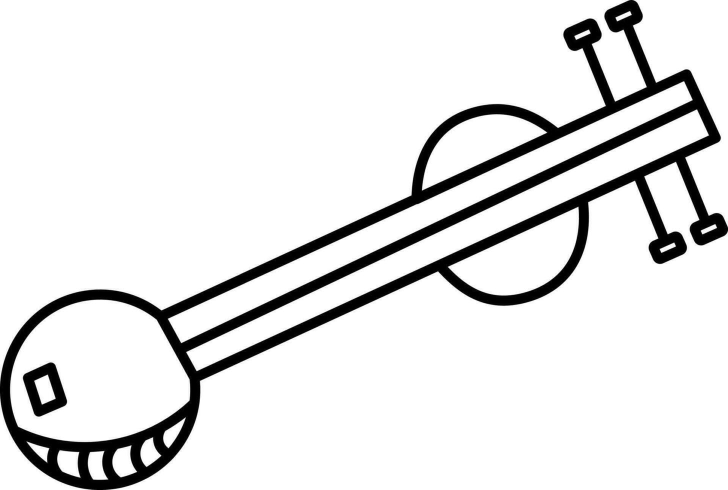 Isolated Veena Icon In Black Line Art. vector