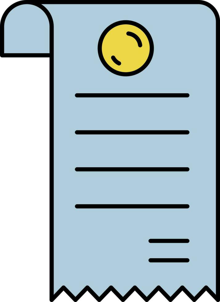 Scroll Bill Paper Icon In Blue And Yellow Color. vector