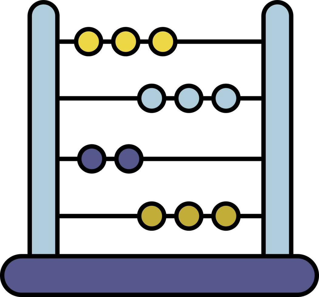 Yellow And Blue Abacus Icon In Flat Style. vector