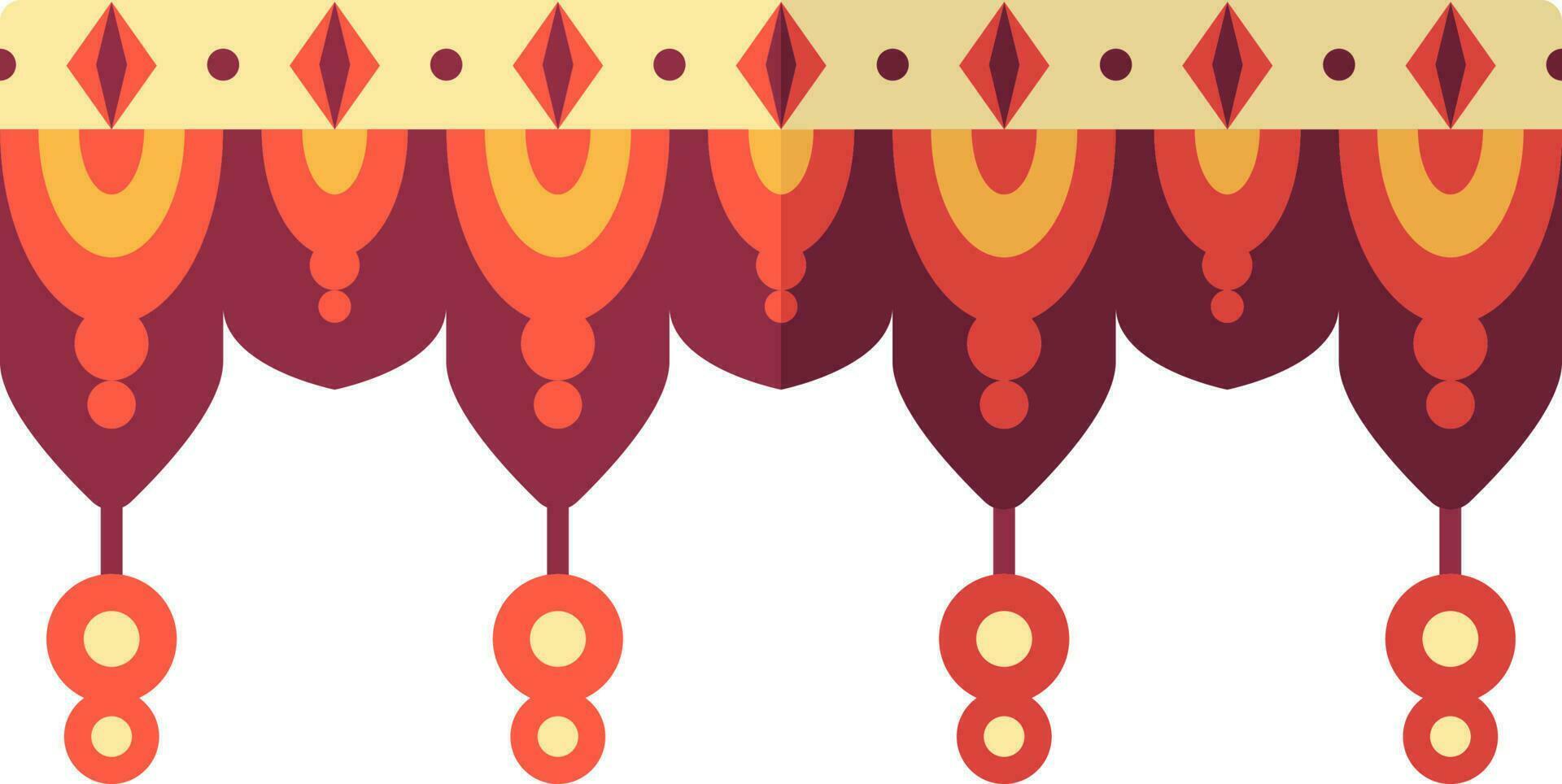 Red And Yellow Vintage Door Toran Icon In Flat Style. vector