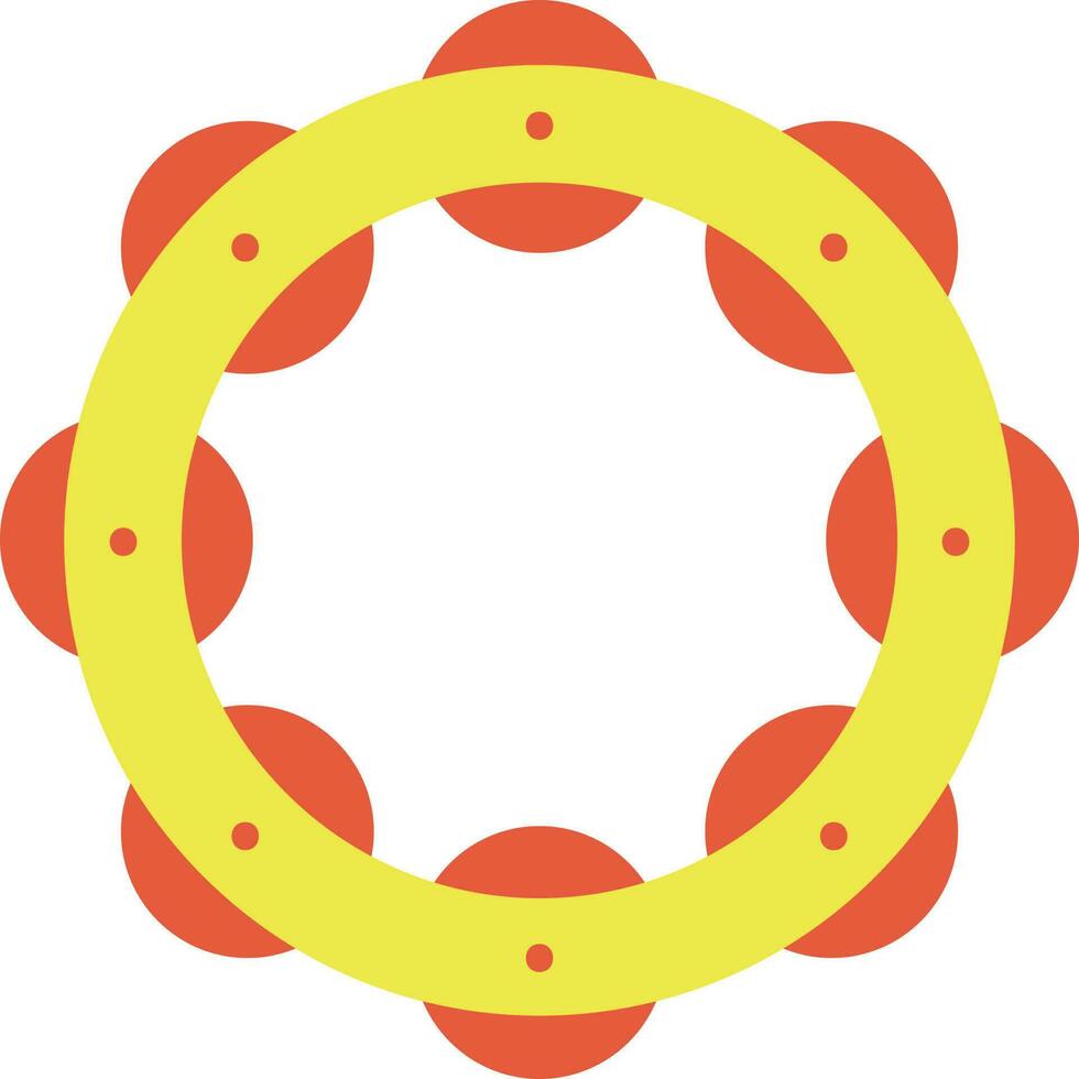 Isolated Timbrel Flat Icon In Red And Yellow Color. vector