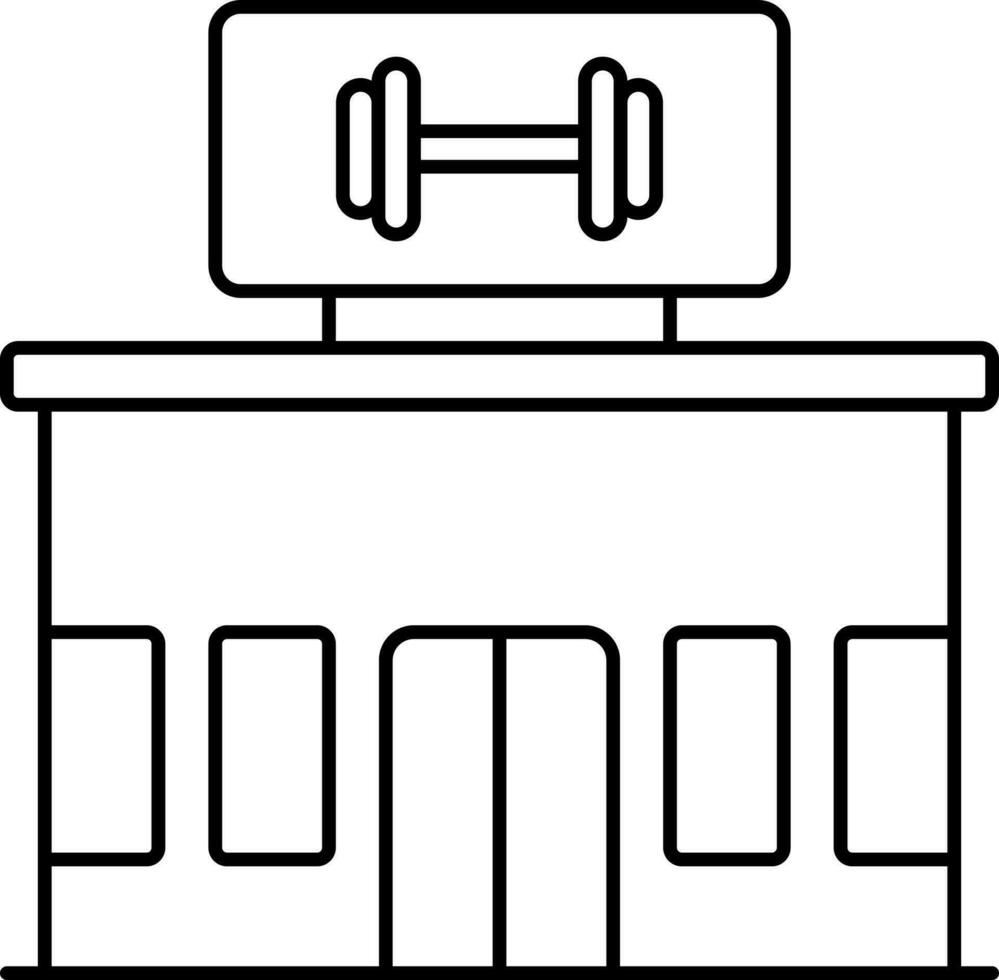 GYM Center Building Icon In Black Linear Style. vector