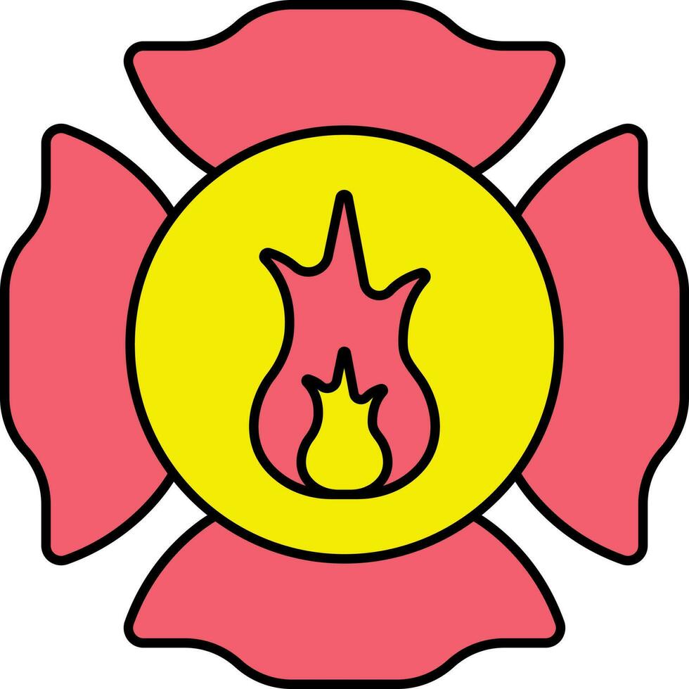 bombero emblema icono en rojo y amarillo color. vector