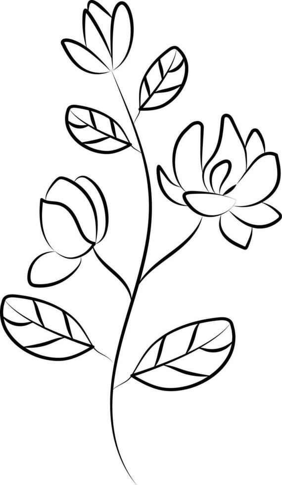 Beautiful Flower Stem Icon In Line Art. vector