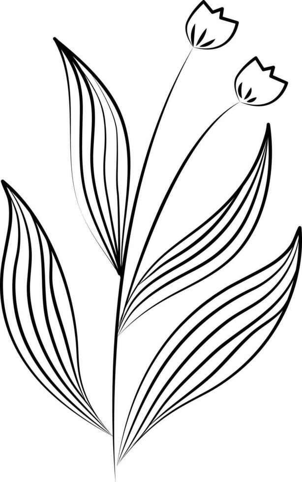 Linear Style Tulip Flower Icon. vector