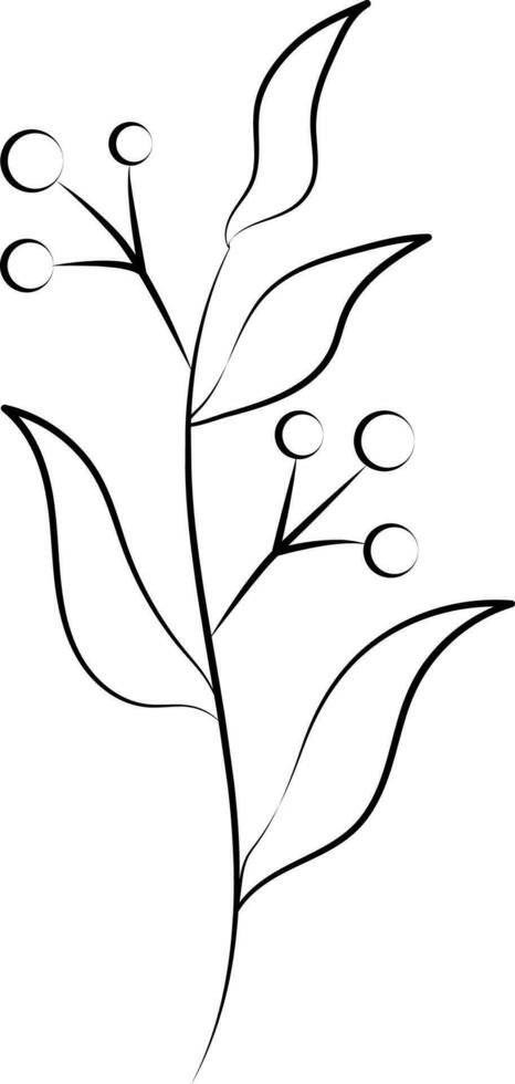 Berry With Leaves Stem Icon In Linear Style. vector