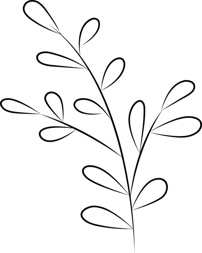 Tiny Leaves Stem Icon In Thin Line Art. vector