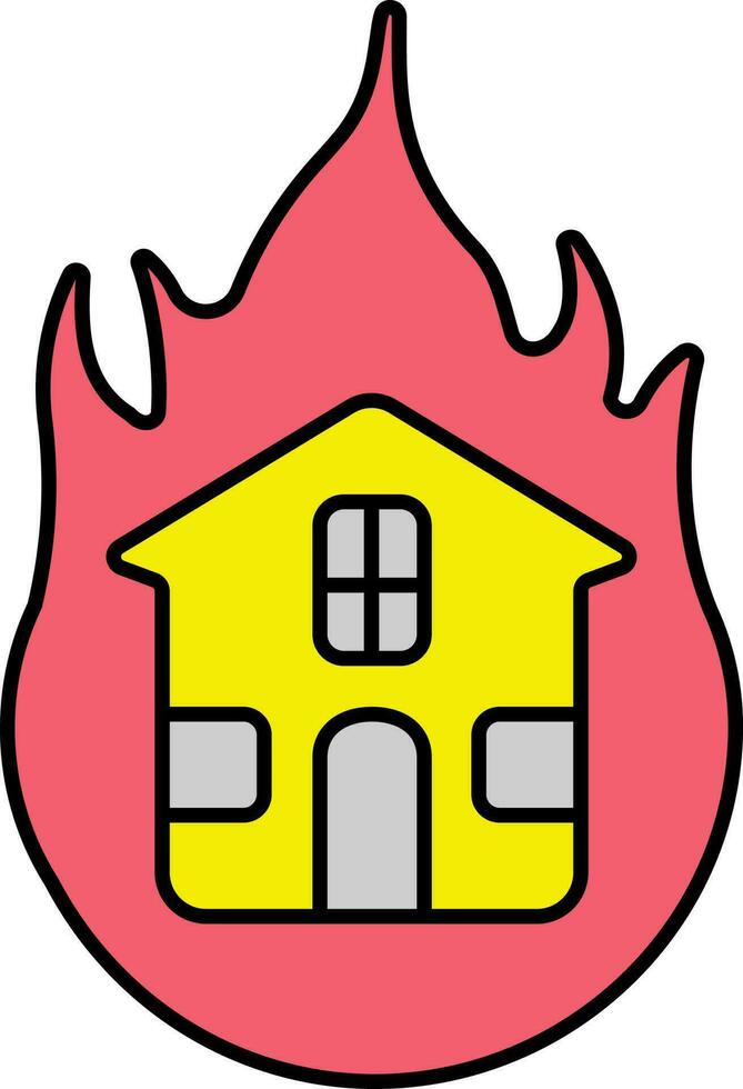 Burning Home Icon Or Symbol In Red And Yellow Color. vector