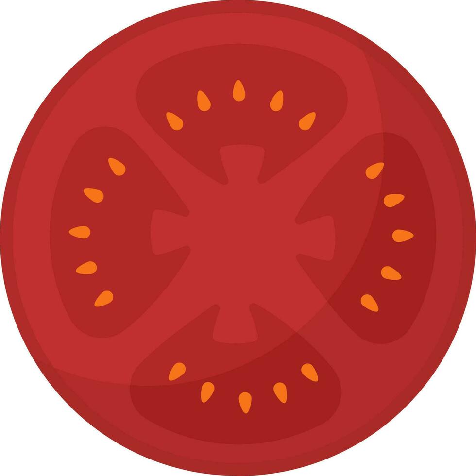 Round Tomato Slice Element In Flat Style. vector