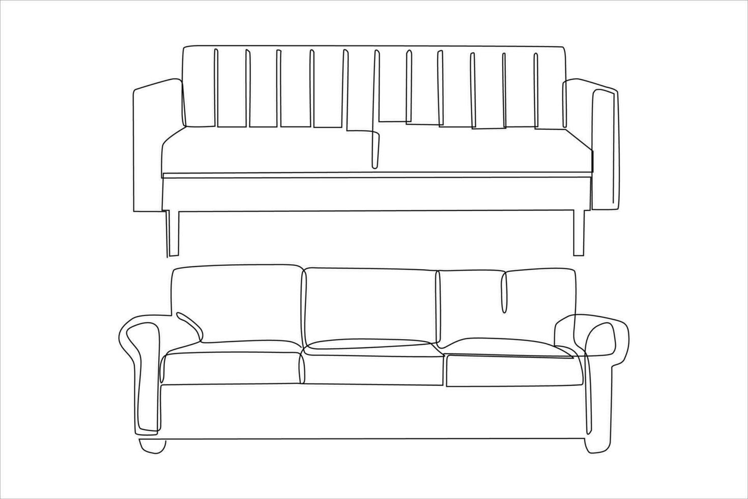 sofa chair continuous line art vector illustration