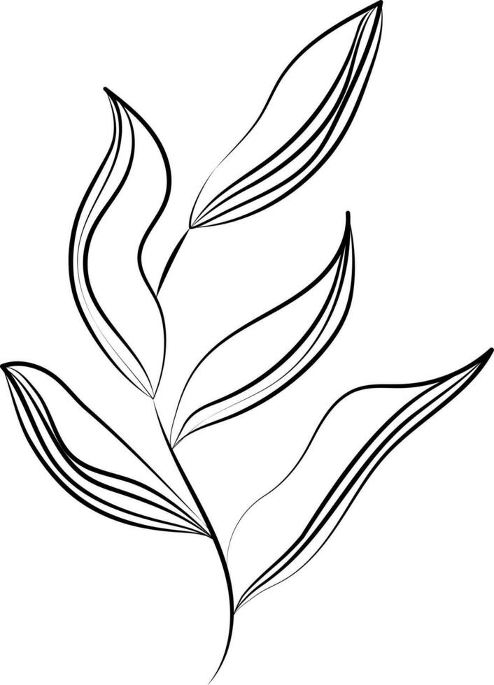 Thin Linear Illustration Of Leaves Stem Icon. vector