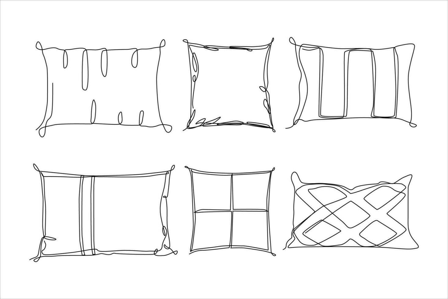pillow continuous line art vector illustration