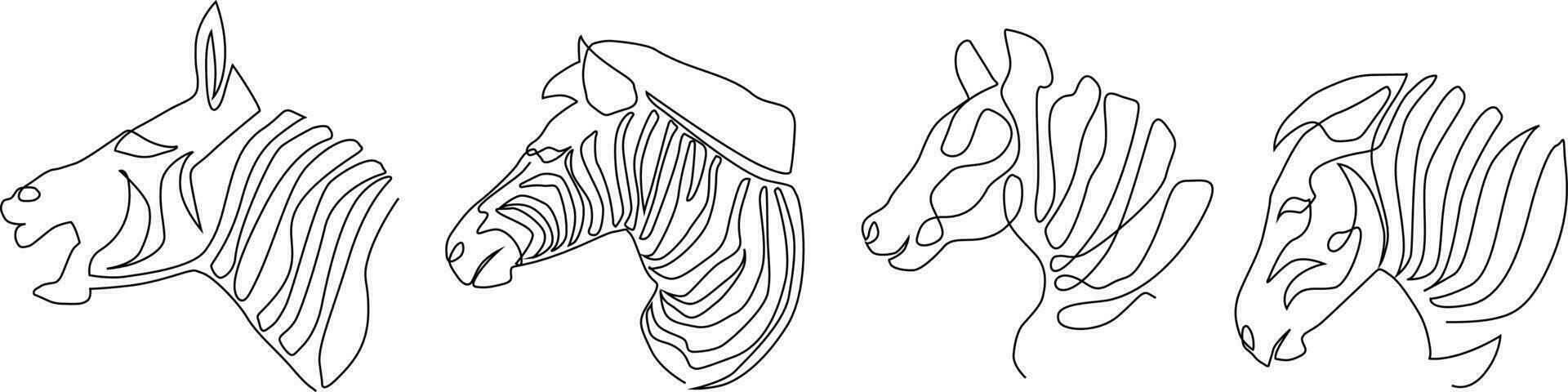 continuous line bundle set zebra horse vector