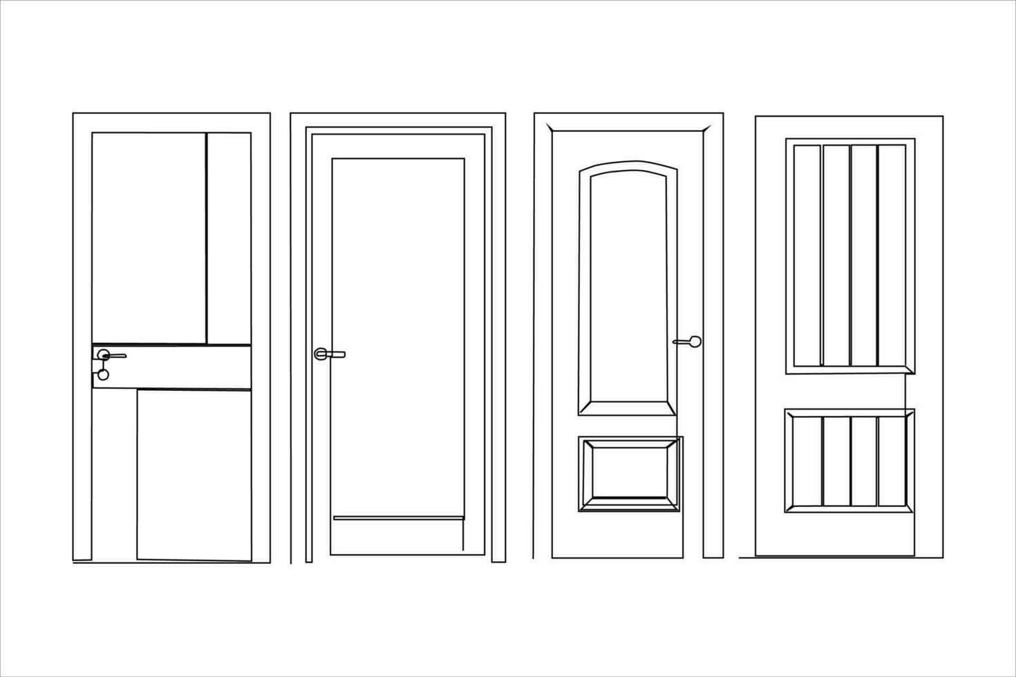 door continuous line art vector illustration