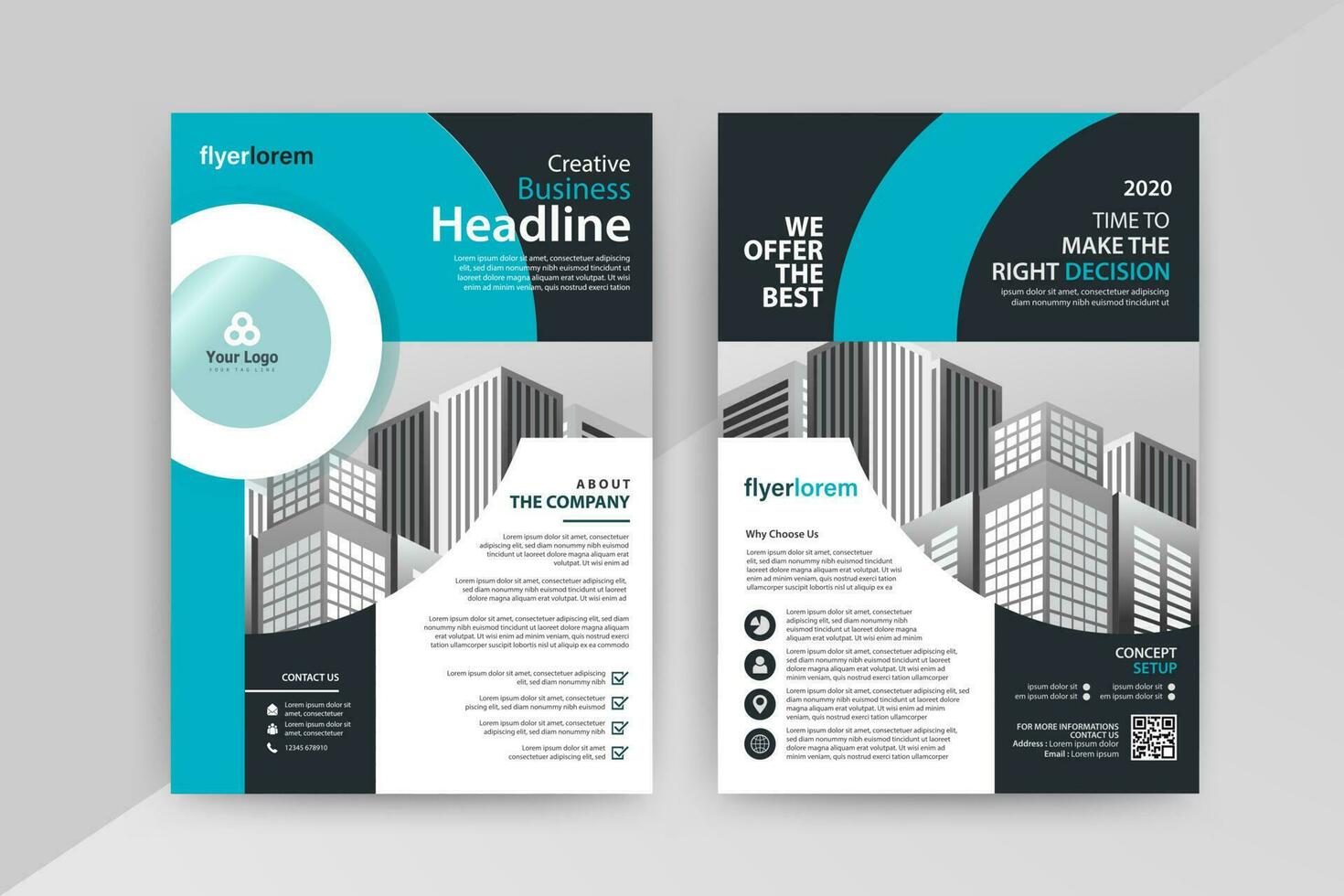 Business abstract vector template for Flyer, Brochure, AnnualReport, Magazine, Poster, Corporate Presentation, Portfolio with blue color size A4, Front and back. Vector