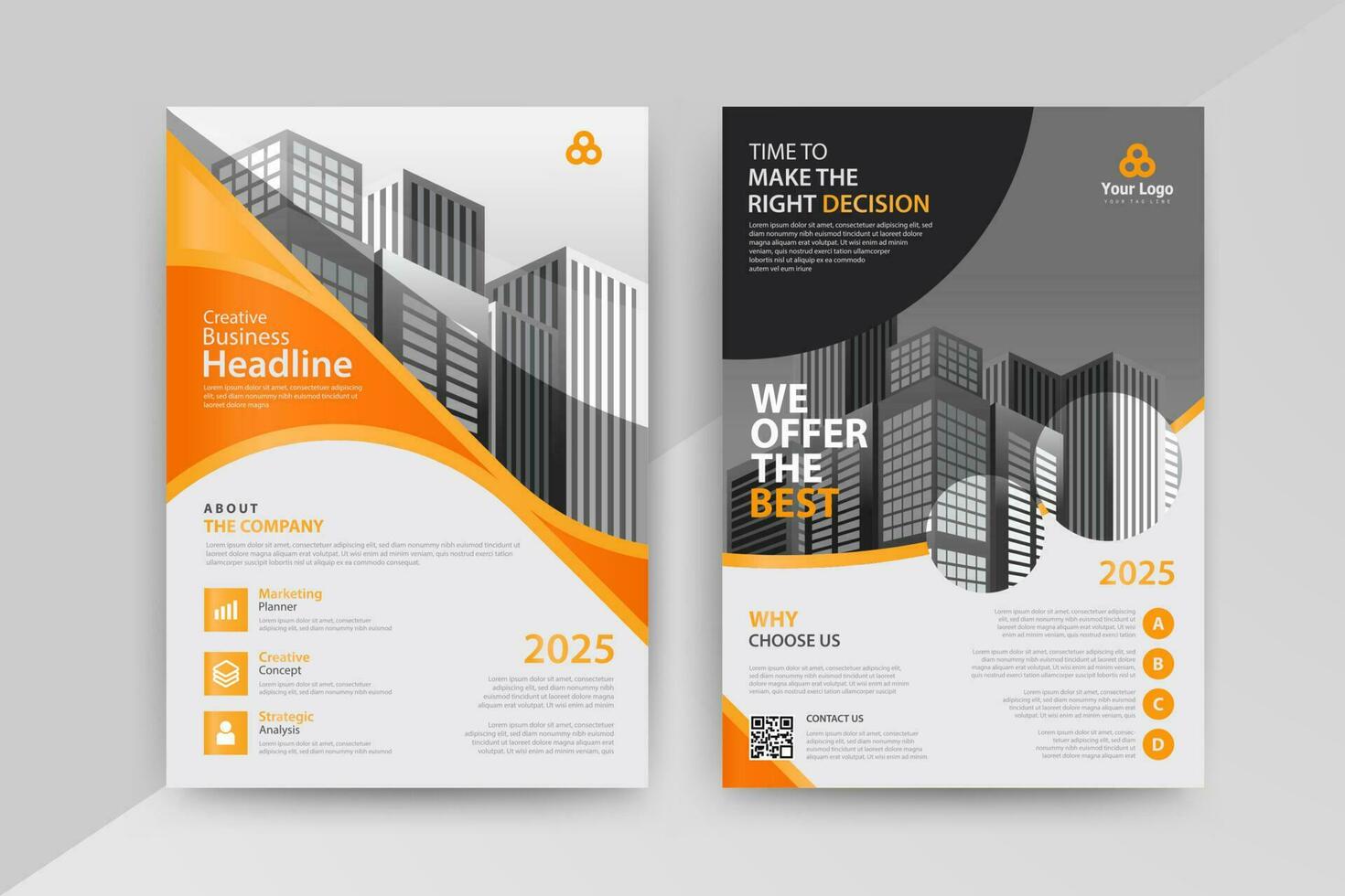 Business abstract vector template for Brochure, AnnualReport, Magazine, Poster, Corporate Presentation, Portfolio, Flyer, infographic with Yellow and Red color size A4, Front and back. Vector