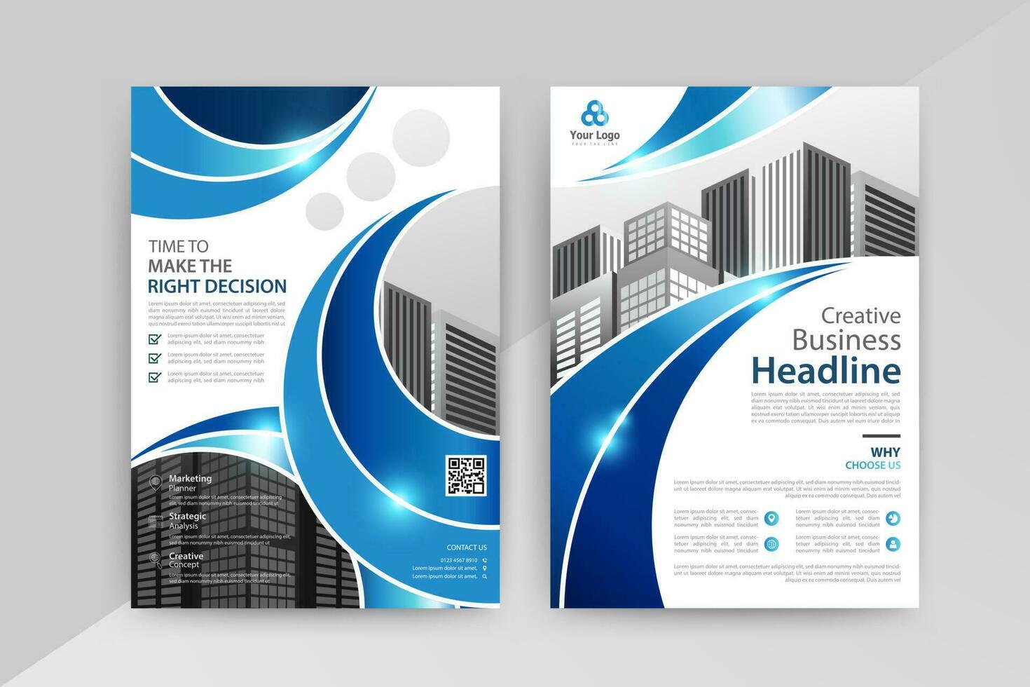 Business abstract vector template for Flyer, Brochure, AnnualReport, Magazine, Poster, Corporate Presentation, Portfolio with blue color size A4, Front and back. Vector