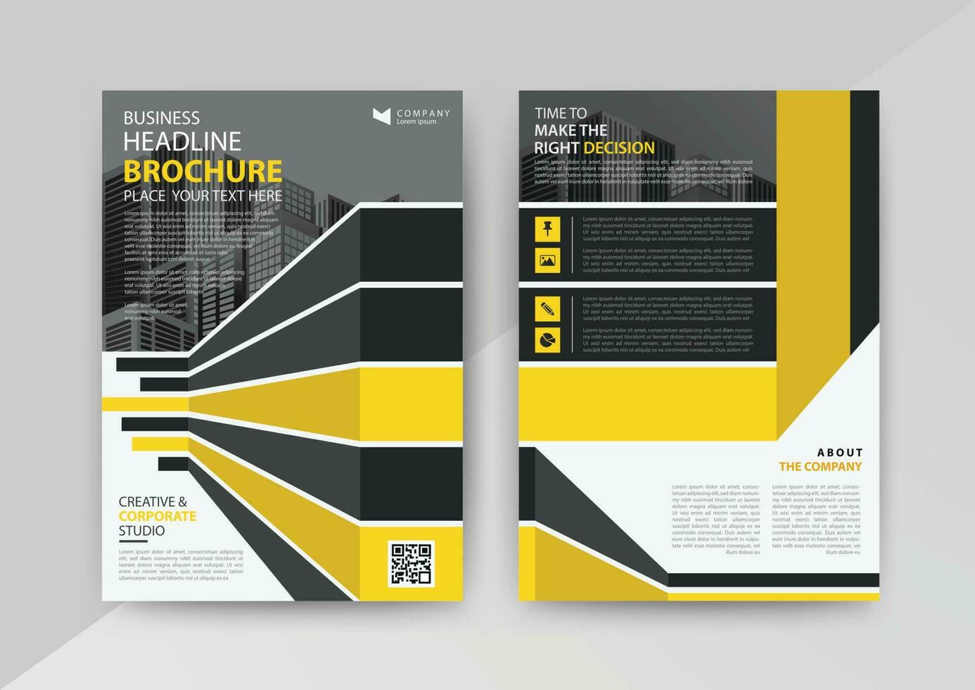 Business abstract vector template for Brochure, AnnualReport, Magazine, Poster, Corporate Presentation, Portfolio, Flyer, Market, infographic with Yellow and Black color size A4, Front and back.