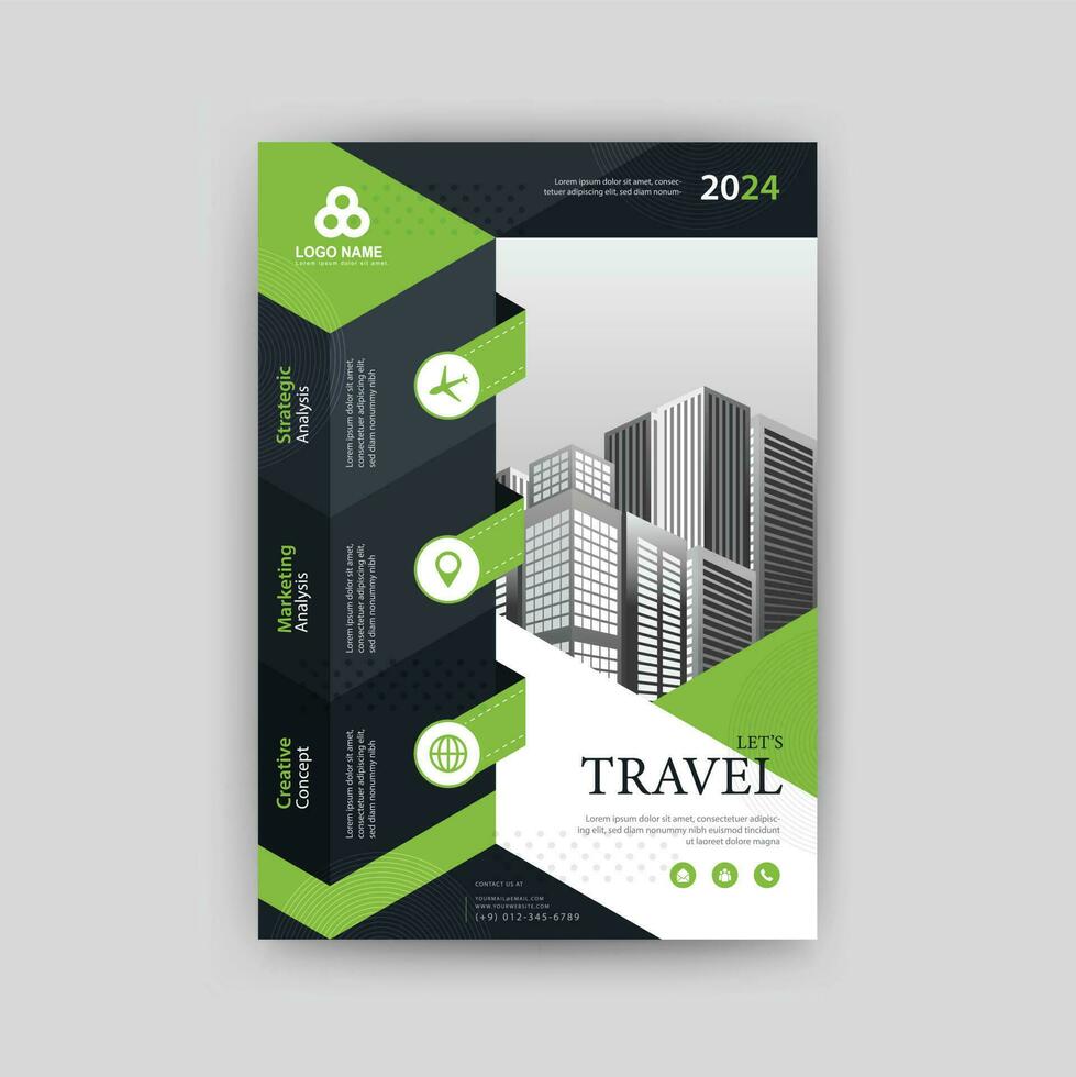 Abstract travelling poster template with green and blue color. Perfect for Brochure, Annual Report, Magazine, Corporate Presentation, Portfolio, Flyer vector