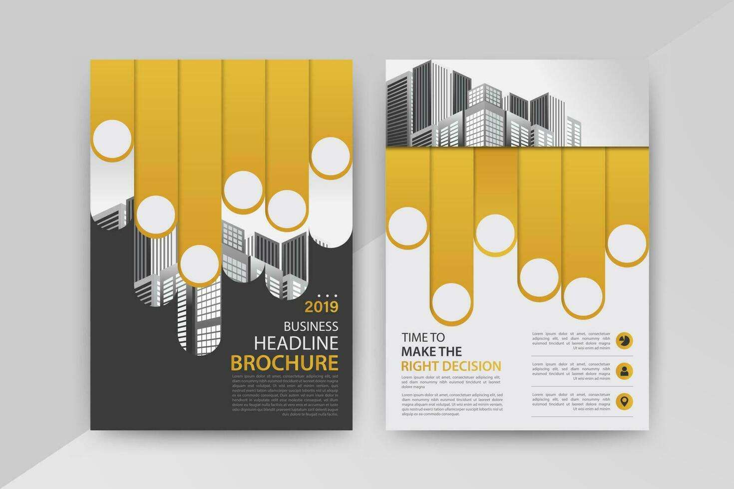 Business abstract vector template for Brochure, AnnualReport, Magazine, Poster, Corporate Presentation, Portfolio, Flyer, Market, infographic with Yellow and Black color size A4, Front and back.