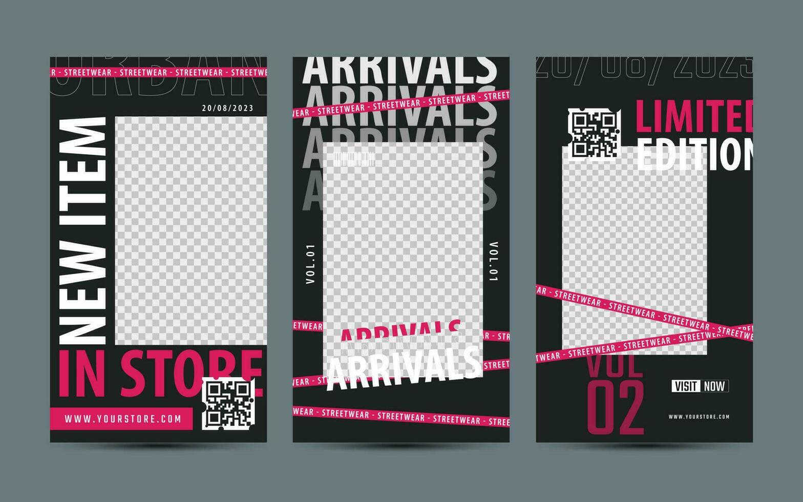 Hype style for social media story template. Editable square banner template. vector