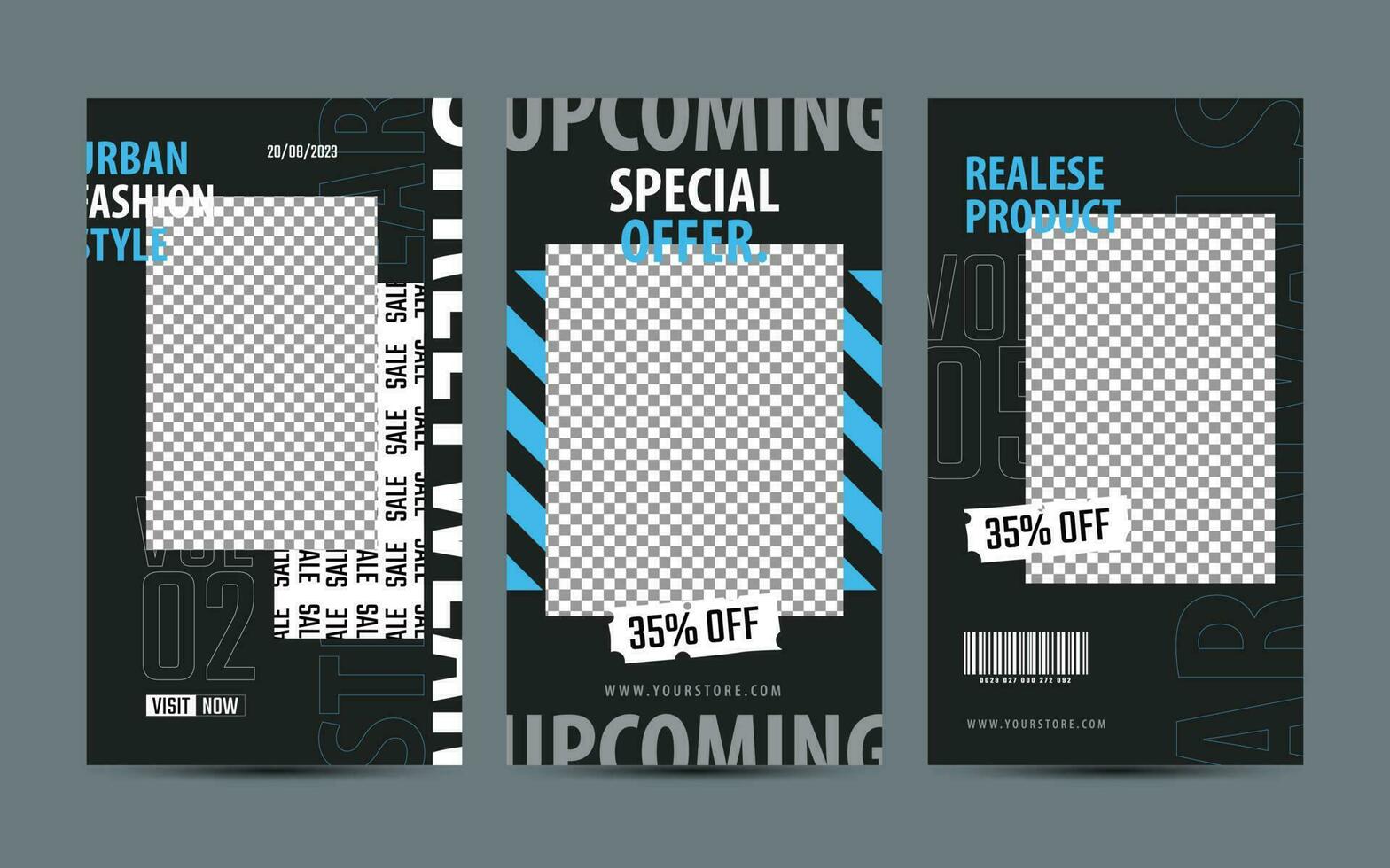 Hype style for social media story template. Editable square banner template. vector