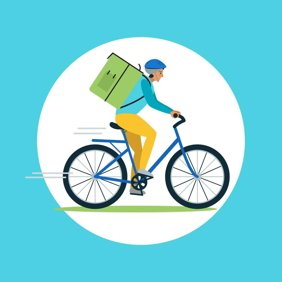 Online fast delivery by bike vector