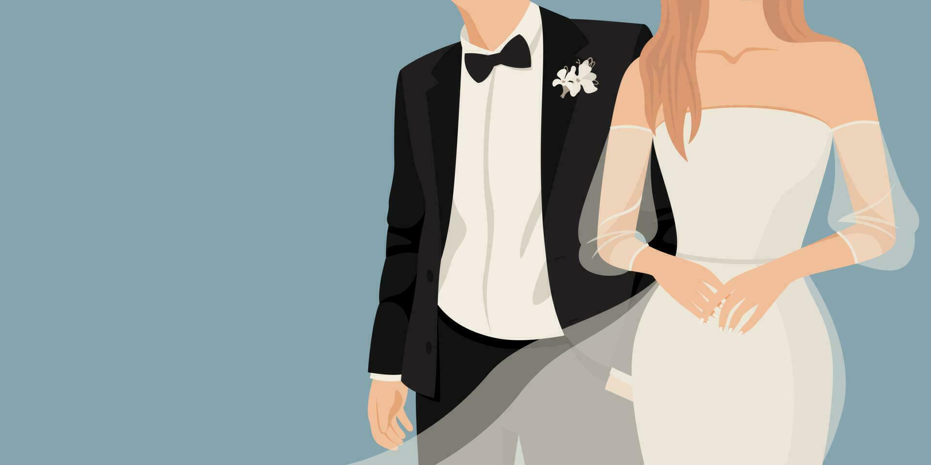 recién casados, novia y novio. Boda diseño para invitación, web bandera, tarjeta postal, Boda salón. vector resumen ilustración