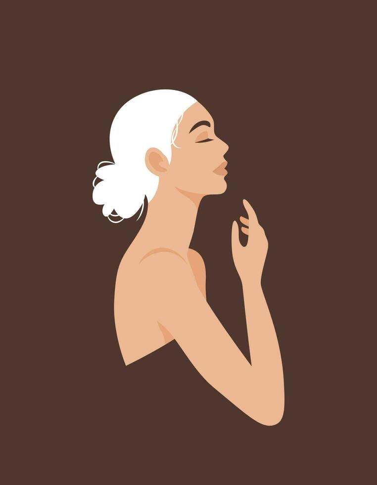 resumen hembra retrato. elegante dama. vector silueta de un mujer en un plano estilo