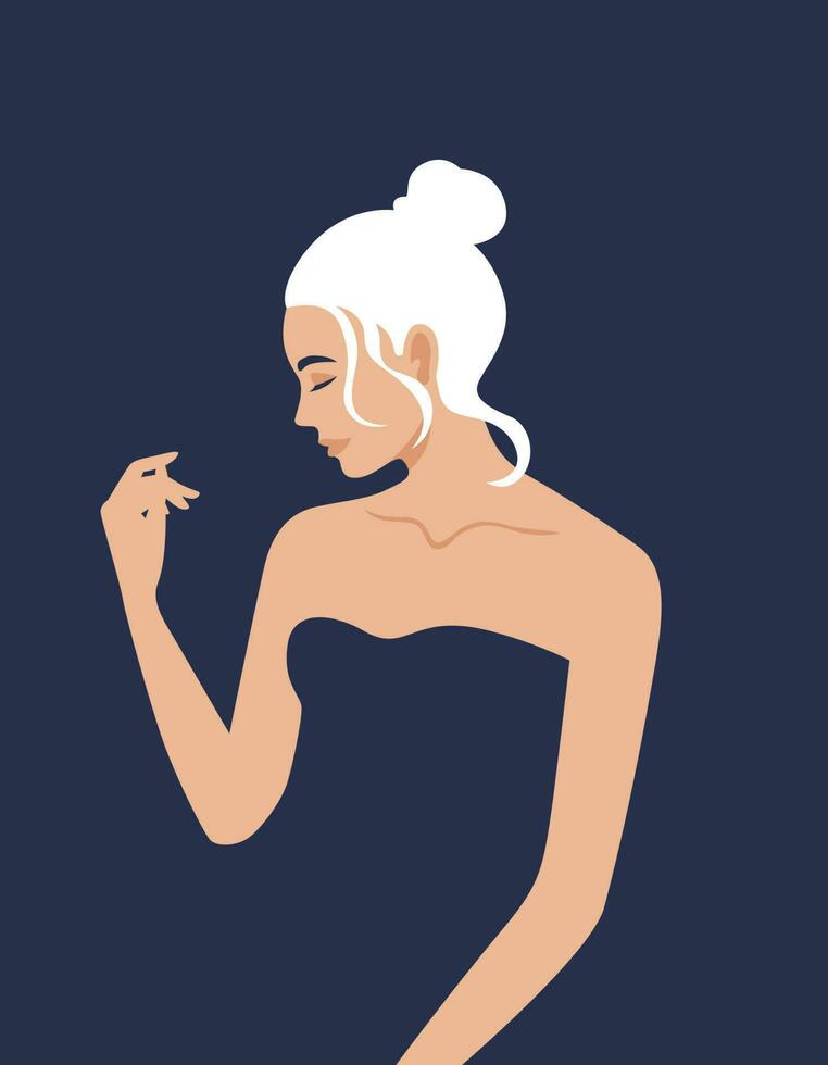 resumen hembra retrato. elegante dama Arte. vector silueta de un mujer en un plano estilo