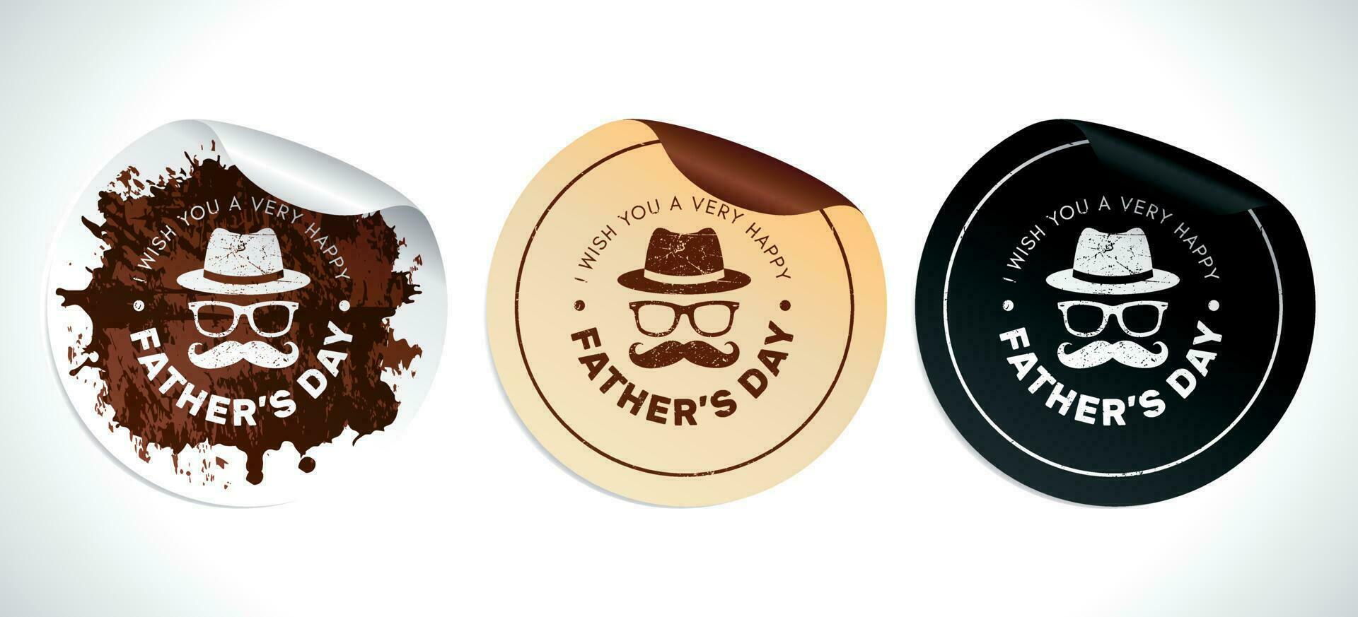 Happy fathers day concept design stickers set vector